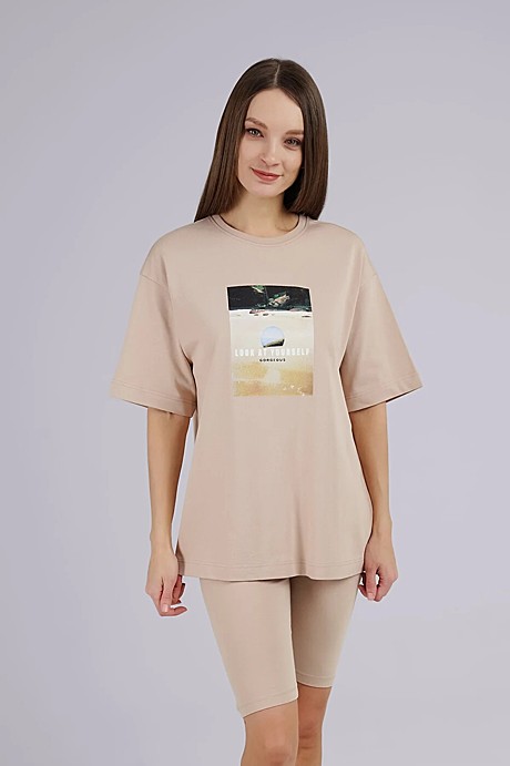 Футболка женская CLEVER LF24-008/2т бежевый
